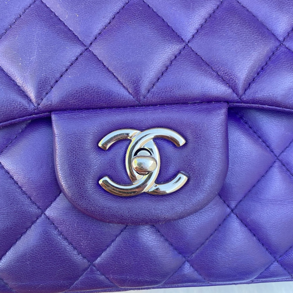 ⭐️JUMBO⭐️CHANEL classic Lambskin Jumbo double flap Lavender quilted silver chain - Picture 14 of 17